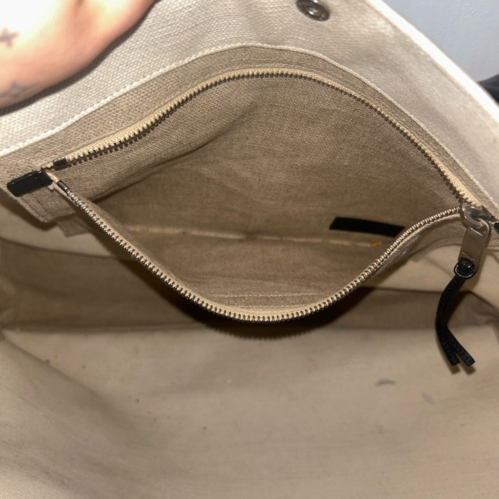 Saint Laurent Rive Gauche Canvas Bag in Cream and Black - Picture 4 of 5